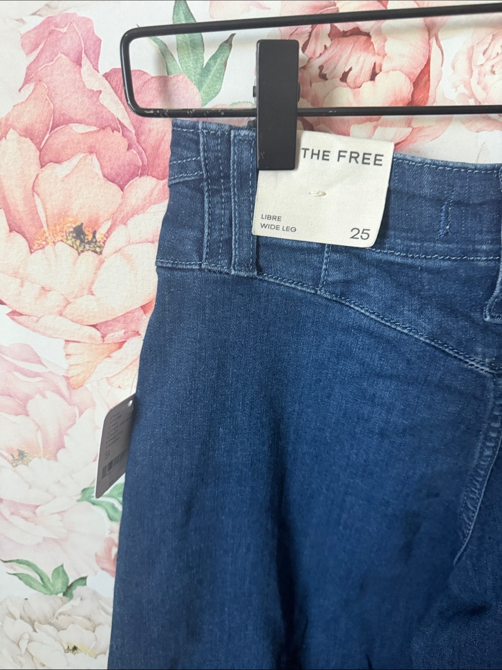 NWT Free People Libre High Rise Wide Leg Stretch Denim Jeans Dark Wash Pants 25 - Picture 7 of 7